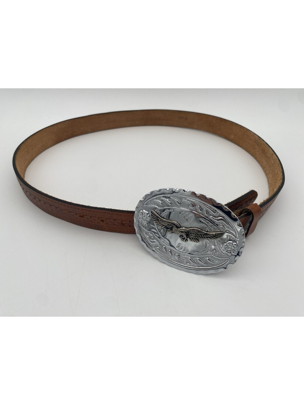VTG Women's Size 36 Waist Brown Top Grain Leather Western Belt w Eagle Buckle